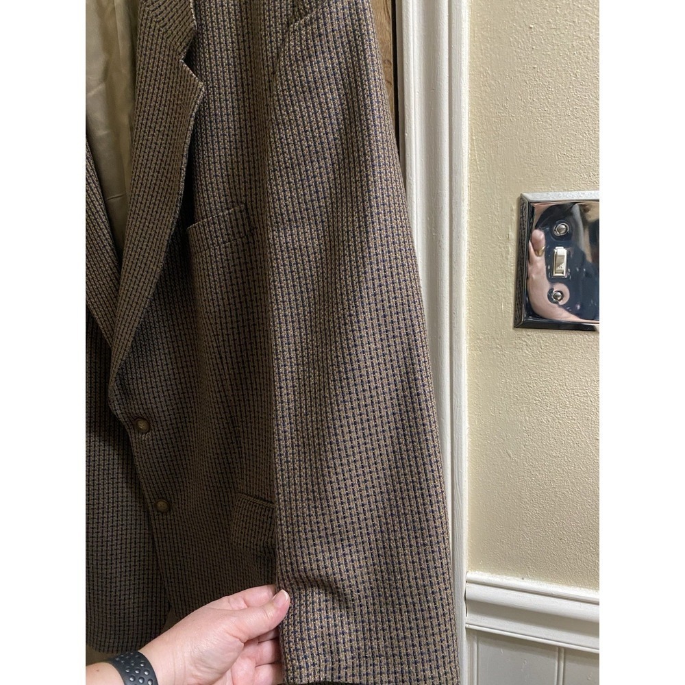Vintage Carlo Mandrone Mens Suit Jacket Silk Wool Pockets Tweed Style Brown 50R - Picture 5 of 15